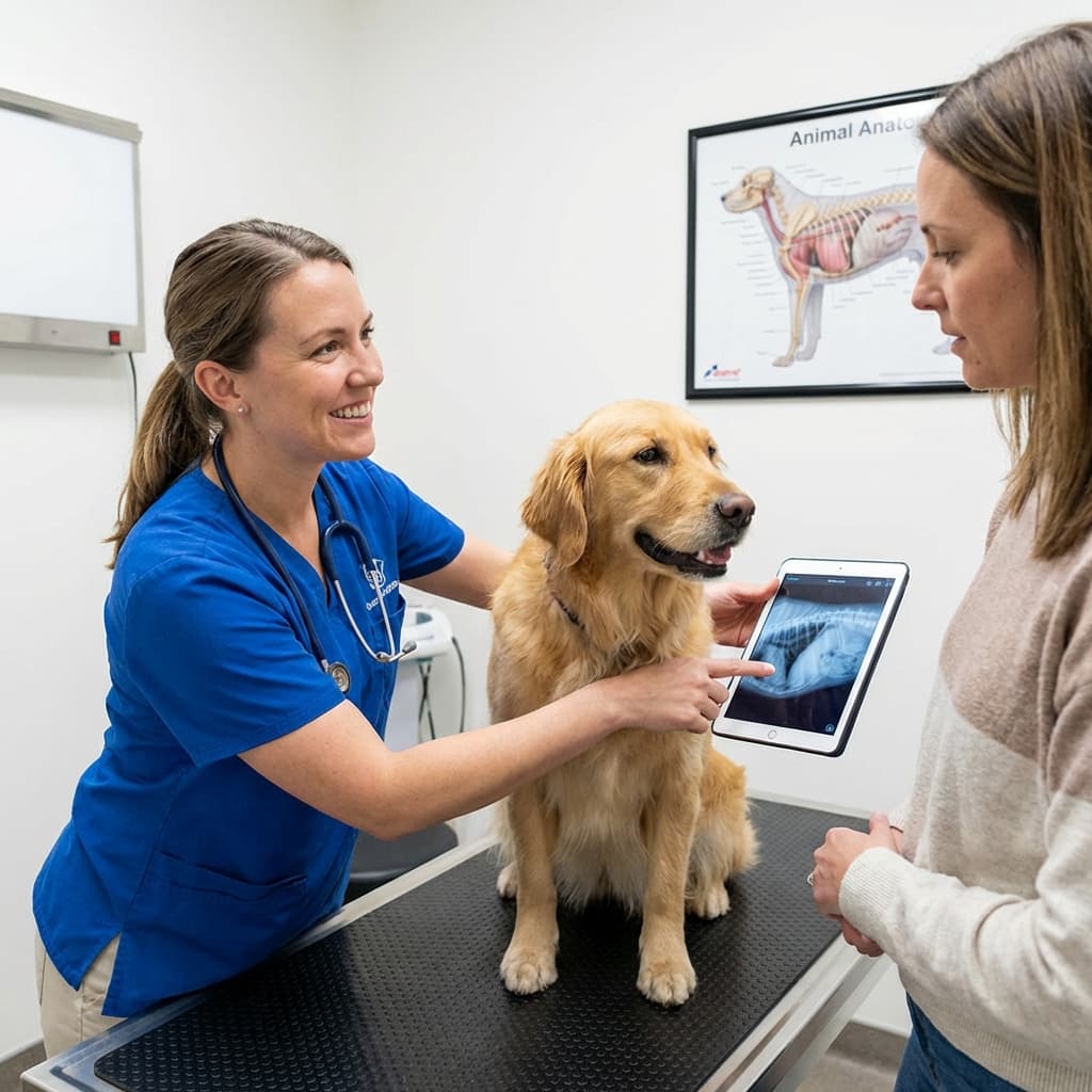 Vétérinaire examinant un chien