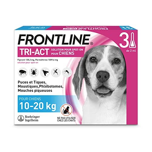 FRONTLINE Tri-Act Chien - Anti Puces, Tiques, Moustiques, Phlébotomes & Mouches 