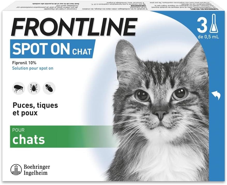 Frontline Spot on Chat - Anti Puces, Tiques et Poux broyeurs-Protège L'Anim