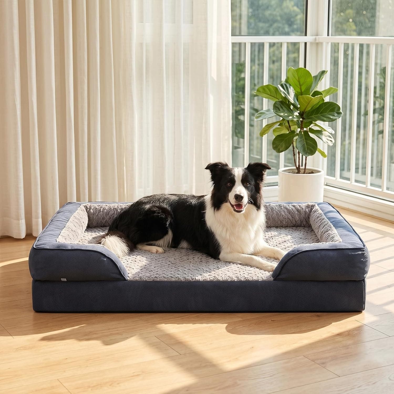 JOEJOY Panier Chien Grande Taille Orthopedique, Memoire de Forme Lit pour Chien 