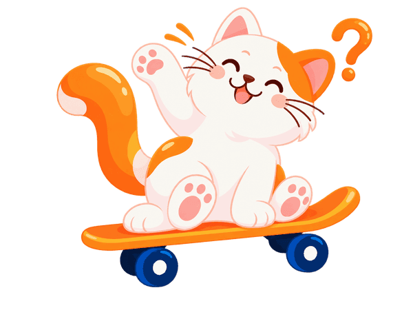 Chat VETIA sur un skateboard