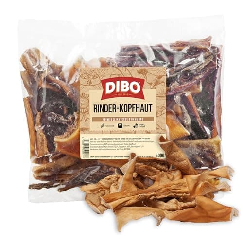 DIBO Peau de tête de bœuf, Sachet de 500 g, friandises Naturelles à mâcher ou fr