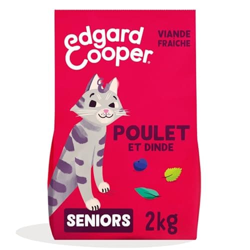 Edgard Cooper Croquettes pour Chat Senior Stérilisé, Senior, Dinde & Poulet 2kg,