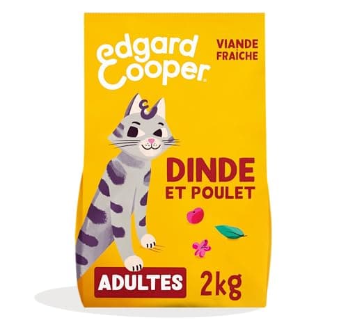 Edgard Cooper Croquettes pour Chat Stérilisé, Adulte, Dinde & Poulet 2kg, Sans c